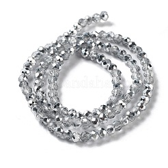 半分メッキ多面カットロンデルガラスビーズ連売り  銀  3.5x2.5mm  穴：1mm  約105~110個/連  29~31cm&nbsp;EGLA-S095-3mm-03