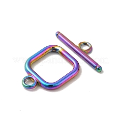 イオンプレーティング（IP）304ステンレススチールマンテル  正方形  虹色  スクエア：18x13.5x2mm  穴：3mm  バー：19.5x6x2mm  穴：3mm&nbsp;STAS-H212-27MC