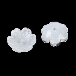 透明スプレーペイントガラスビーズ  花  ミックスカラー  14x14x5mm  穴：1.5mm&nbsp;X-GLAA-H035-04