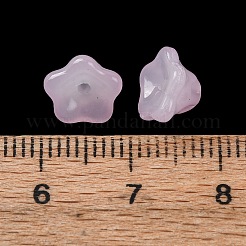 ベーキングペイント透明ガラスビーズ  ペチュニア  パールピンク  9x9x6mm  穴：1.4mm&nbsp;GLAA-T025-81C-05