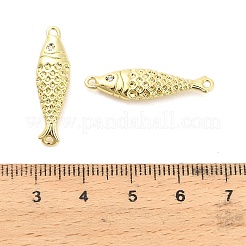 Brass Micro Pave Clear Cubic Zirconia Fish Connector Charms&nbsp;KK-H527-37G