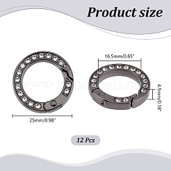 12pcs Alloy Spring Gate Ring with Rhinestone&nbsp;FIND-UN0003-37B