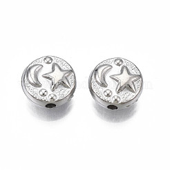 CCBプラスチックビーズ  DIYのジュエリーには  スター＆ムーンとフラットラウンド  プラチナ  9x4.5mm  穴：1.6mm&nbsp;CCB-S162-38P