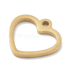 304ステンレススチールチャーム  レーザー切断  18KGP本金メッキ  ハート  10x10x1mm  穴：1.2mm&nbsp;STAS-R003-01G-02