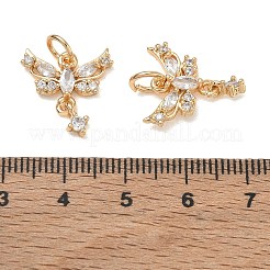 真鍮マイクロパヴェクリアキュービックジルコニアペンダント  蝶のチャーム  18KGP本金メッキ  17x15.5x4mm  穴：4mm&nbsp;CU-CBAB0CF-22G