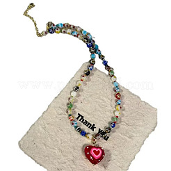 Bohemian Glass Heart Pendant Necklaces for Women&nbsp;FS-WG4E31E-01