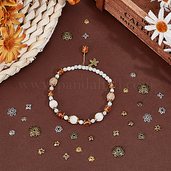 チベットスタイルのビーズキャップ400種類12個  花  ミックスカラー  6~12x1~4mm  穴：1~2mm&nbsp;TIBEB-PH0005-41