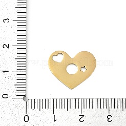 304ステンレススチールチャーム  スターチャーム付きハート  イオンプレーティング（ip）  18KGP本金メッキ  15x18x1mm  穴：4mm&nbsp;STAS-I325-136F-G