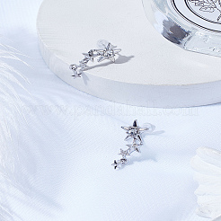1Pair Star Alloy Crystal Rhinestone Dangle Stud Earrings for Women&nbsp;EJEW-LP0003-79
