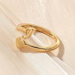 女性用真鍮カフリング  文字L  文字h  内径：15.6mm&nbsp;RJEW-U044-J