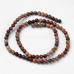 Natural Polychrome Jasper/Picasso Stone/Picasso Jasper Beads Strands&nbsp;G-D809-04-4mm