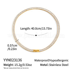 304 Stainless Steel Pave Clear 3A Cubic Zirconia Rectangle Tennis Necklaces for Women&nbsp;MM2615-1