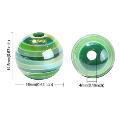 30個の電気メッキ不透明ストライプレジンヨーロピアンビーズ  大穴ビーズ  ABカラー  ラウンド  ミックスカラー  16x14.5mm  穴：4mm&nbsp;RESI-CJ0003-10