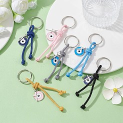 クロス＆イービルアイ亜鉛合金エナメルペンダントキーホルダー  ポリエステルコードと鉄製スプリットリング付き  ミックスカラー  10cm  6個/セット&nbsp;KEYC-JKC00609