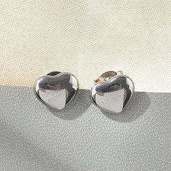 変色しない304ステンレススチールジュエリーセット  ペンダントネックレス＆スタッドピアス＆ブレスレット  ハート  ステンレス鋼色  16.93インチ（43cm）  6-3/4インチ（17cm）  7x9x2.5mm  ピン：0.8mm&nbsp;X-SJEW-H144-23P