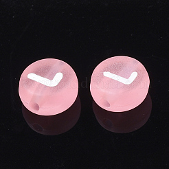 透明なアクリルビーズ  水平穴  アルファベット付きフラットラウンド  ミックスカラー  7x3.5mm  穴：1.2mm  約3300個/500g&nbsp;MACR-Q236-03
