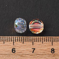 電気メッキガラスビーズ  フラットラウンド  多面カット  ABカラー  透明  8x5mm  穴：1.2mm&nbsp;EGLA-U003-01A-AB01
