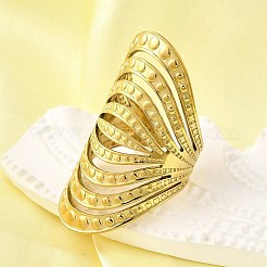 女性用304ステンレススチール調節可能なカフリング  18KGP本金メッキ  39.5mm  内径: 調節可能&nbsp;RJEW-B123-01G-03