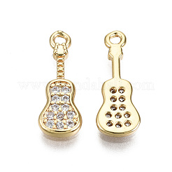 Brass Micro Pave Clear Cubic Zirconia Pendants&nbsp;KK-T056-56G-NF