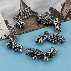 304ステンレススチールエンジェルペンダント  大天使のペンダント  アンティークシルバー  45x11x22.5mm  穴：4x6mm&nbsp;LS-STAS-M202-02AS