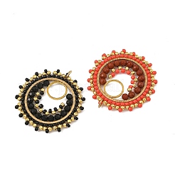 4Pcs 4 Colors 304 Stainless Steel & Brass & Natural Gemstone & TOHO Glass Seed Beaded Pendants&nbsp;PALLOY-MZ01379