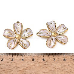 304ステンレススチールエナメルペンダント  花のチャーム  イオンプレーティング（ip）  ゴールドカラー  32x30x4.5mm  穴：2mm&nbsp;SA-CBA7876-30G-01