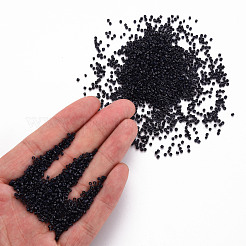 ガラスシリンダービーズ  シードビーズ  焼き付け塗料  丸い穴  ブラック  1.5~2x1~2mm  穴：0.8mm  約45000個/袋  約1ポンド/バッグ&nbsp;SEED-S047-A-016