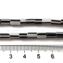 手作りのネパールランプワークビーズ  縞模様の列  ブラック  3.5~8x3.5~5mm  穴：1.2mm  約91~101個/連  25.59~26.38''（65~67センチメートル）&nbsp;LAMP-B023-04B-04