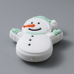 Snowman Christmas Theme Food Grade Eco-Friendly Silicone Beads&nbsp;LS-SIL-WH0013-39E