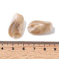 不透明なアクリルビーズ  天然石風  ナゲット  ツートン  多面カット  淡い茶色  24.5x14.5x10.5mm  穴：1.6mm  322個/ 500g&nbsp;OACR-D320-03D