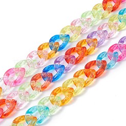 手作りの不透明アクリルカーブチェーン  ツイストチェーン  ミックスカラー  18.5~30x12~23.5x4~6mm  713~1020mm/ PCについて&nbsp;KY-XCP0001-15
