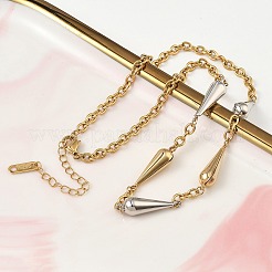 Two Tone 304 Stainless Steel Long Teardrop Link Chain Necklaces for Women&nbsp;NJEW-A074-08GP