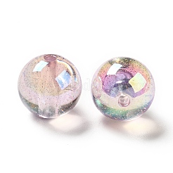 UVメッキ透明レインボー虹色アクリルビーズ  キラキラビーズ  ラウンド  アザミ  15.5~16x15.5mm  穴：2.6~2.7mm&nbsp;OACR-D010-01D