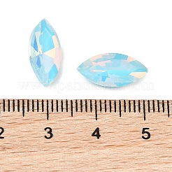 ガラスカボション  多面カット  馬の目  シアン  15x7x3.5mm  42個/セット&nbsp;GLAA-N0028-09F