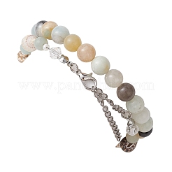 2Pcs 2 Style Natural Amazonite & Glass & Shell Stretch Bracelets with Tortoise&nbsp;BJEW-JB10091-01