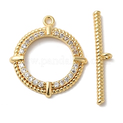 Brass Micro Pave Clear Cubic Zirconia Toggle Clasps&nbsp;KK-N254-79G