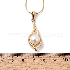 304 Stainless Steel with Acrylic Pearl Shell Shape Pendant Necklaces&nbsp;NJEW-G184-01G