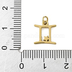 316lサージカルステンレスペンダント  星座チャーム  丸カン付き  ゴールドカラー  双子座  11x10x1.5mm  穴：2.5mm&nbsp;STAS-U058-01G-03