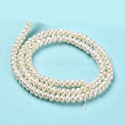 天然養殖淡水パールビーズ連売り  ロンデル  グレード6 A  ベージュ  4.5~5x3~4.5mm  穴：0.7mm  約94~97個/連  14.37インチ（36.5cm）&nbsp;PEAR-J007-27