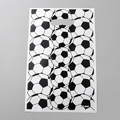 サッカーテーマのプラスチックギフトバッグ10個  長方形  ホワイト  25.5x16.5x0.005cm&nbsp;ABAG-WH0039-36