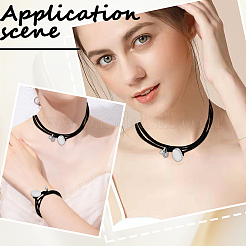 2Pcs 2 Styles Alloy Rectangle PU Leather Layered Cord Choker Necklaces for Women&nbsp;NJEW-CL0001-34B
