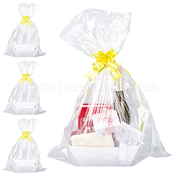厚紙ギフトバスケットキット  プラスチックかごバッグとプルリボン付き  ホワイト  25.2x18.3x8.15cm&nbsp;CON-WH20013-01A-08