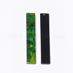 セルロースアセテート（樹脂）ビッグペンダント  長方形  グリーン  53x9x2~3mm  穴：1.5mm&nbsp;X-KY-T008-03A