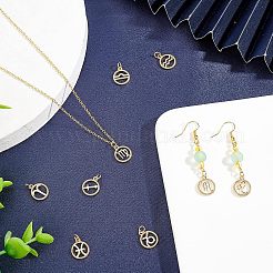 12個12スタイル真鍮チャーム  カドミウムフリー＆鉛フリー  18KGP本金メッキ  十二星座を持つリング  12星座  14.5x12x2mm  穴：3.4mm  1個/スタイル&nbsp;KK-FH0004-40