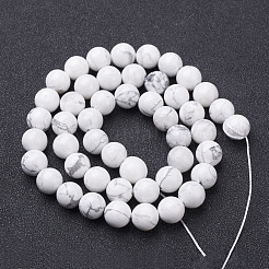 天然石ビーズ連売り  天然ハウライトラウンドビーズ  ホワイト  4mm  穴：0.8mm  約85~86個/連  15~16インチ&nbsp;GSR4mmC015