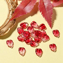 Autumn Theme Two-Tone Transparent Glass Charms&nbsp;GLAA-YW0001-53D