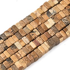 天然石ピクチャージャスパービーズ連売り  正方形  4.5x4.5x2.5mm  穴：1mm  約46~51個/連  14.57~15.35''（37~39センチメートル）&nbsp;G-A280-C04-01