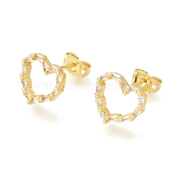 Valentine's Day Brass Micro Pave Clear Cubic Zirconia Stud Earrings&nbsp;EJEW-D355-01G-02