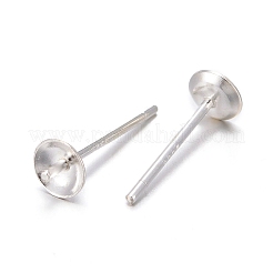 925スターリングシルバー製スタッドピアスパーツ  片穴パーツ用  スタンプ925個付き  銀  4mm  ピン：0.7mm&nbsp;STER-T002-181S