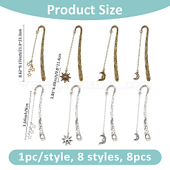 8Pcs 8 Styles Tibetan Style Bookmarks&nbsp;AJEW-FH00031